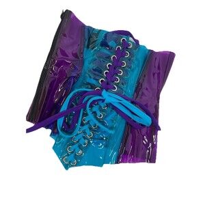 J Valentine Rave Corset Zip Up Women's Medium Blue Purple Plastic